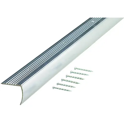 Stair Edging, 75 in L, 1.28 in W, Aluminum Polished Stair Edging, 75 in L, 1.28 in W, Aluminum Polished