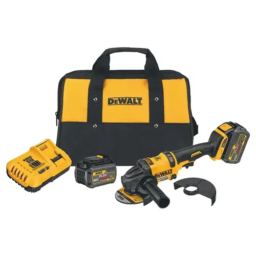 FLEXVOLT Angle Grinder Kit, Battery Included, 20 V, 2, 6 Ah, 5/8-11 Spindle, 4-1/2 in Dia Wheel FLEXVOLT Angle Grinder Kit, Battery Included, 20 V, 2, 6 Ah, 5/8-11 Spindle, 4-1/2 in Dia Wheel