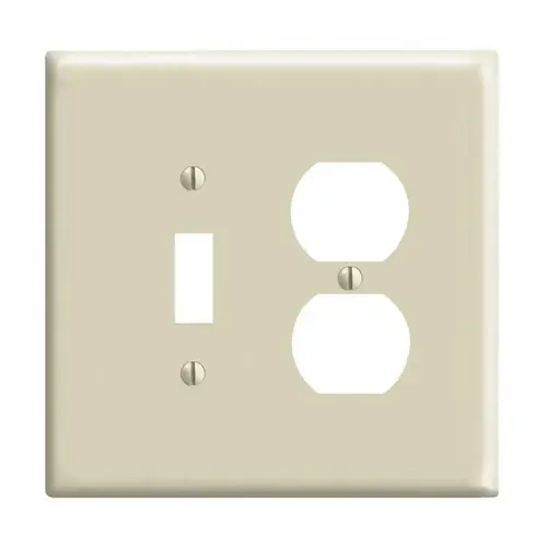 0PJ18-I Combination Wallplate, 4-3/8 in L, 3-1/8 in W, Midway, 2 -Gang, Nylon, Ivory, Device Mounting 0PJ18-I Combination Wallplate, 4-3/8 in L, 3-1/8 in W, Midway, 2 -Gang, Nylon, Ivory, Device Mounting