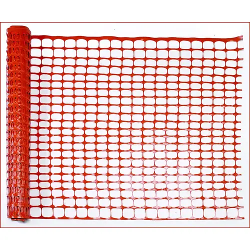 Safety Fence, 100 ft L, 1-1/4 x 4 in Mesh, Plastic, Orange