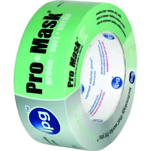 IPG 5804-1.5 Masking Tape, 60 yd L, 1.4 in W, Crepe Paper Backing, Light Green