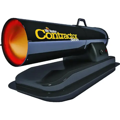 Forced Air Heater, 4 gal Fuel Tank, Kerosene, 50000 Btu, 1250 sq-ft Heating Area Black