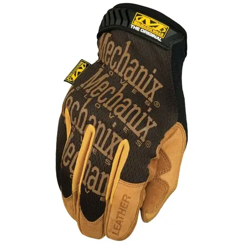 DuraHide Mechanic Gloves, M, Wing Thumb, Hook-and-Loop Cuff, Leather, Tan Pair
