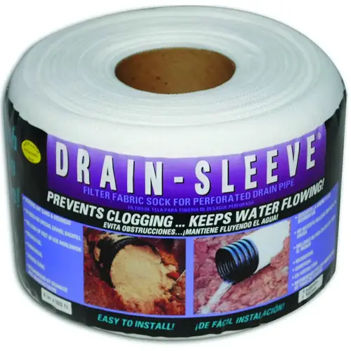 Filter Fabric Sock Drain Sleeve 4" D X 100 ft. L Polyester Slotted Filter Fabric Sock Drain Sleeve 4" D X 100 ft. L Polyester Slotted