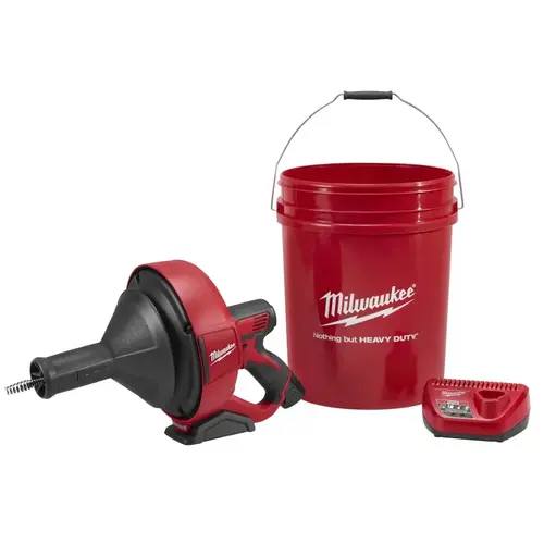 M12 Series Drain Snake Kit, Electric, 5/16 in Dia Cable, 25 ft L Cable Black/Red M12 Series Drain Snake Kit, Electric, 5/16 in Dia Cable, 25 ft L Cable Black/Red