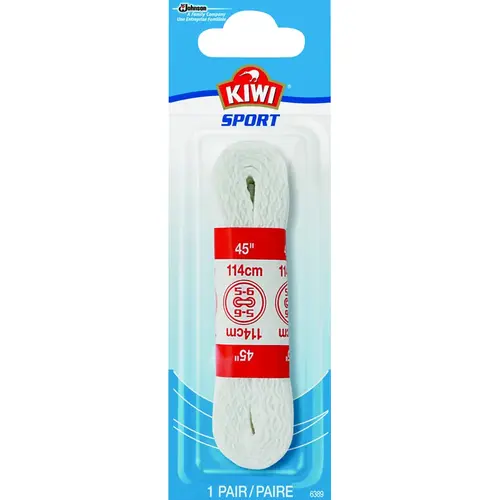 Shoelaces, Flat, White, 45 in - 2 per pack x3 packs Shoelaces, Flat, White, 45 in - 2 per pack x3 packs