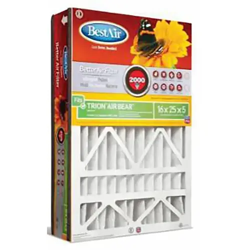 Air Cleaning Furnace Filter, 16 in L, 25 in W, 11 MERV, 1000 to 1200 MPR, Cardboard Frame