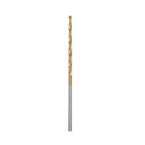 Impact Tough Jobber Drill Bit, 5/64 in Dia, 2 in OAL, Twist Flute, 2-Flute, 5/64 in Dia Shank Titanium-Coated Impact Tough Jobber Drill Bit, 5/64 in Dia, 2 in OAL, Twist Flute, 2-Flute, 5/64 in Dia Shank Titanium-Coated