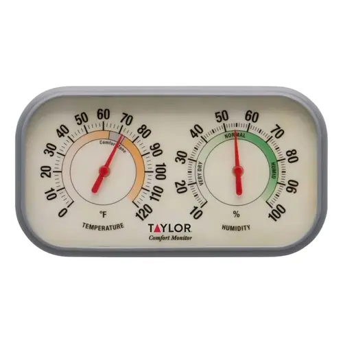 Monitor Thermometer and Humidity Reader, 0 to 120 deg F, 10 to 100 % Humidity Range