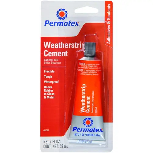 Weather Strip Cement, Liquid, Solvent, Clear, 2 oz Tube Weather Strip Cement, Liquid, Solvent, Clear, 2 oz Tube