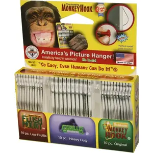 Monkey Hook TMH-314 Heavy-Duty Picture Hanger Set, Carbon Steel, Silver, Galvanized, 30-Piece - pack of 30