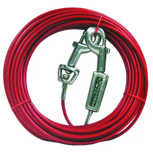 PDQ Tie-Out with Spring, 40 ft L Belt/Cable, For: Large Dogs up to 60 lb Vinyl-Coated