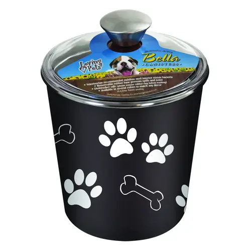 Pet Treat Canister, Plastic/Stainless Steel, Espresso, 8-1/2 in L, 8-1/2 in H Pet Treat Canister, Plastic/Stainless Steel, Espresso, 8-1/2 in L, 8-1/2 in H