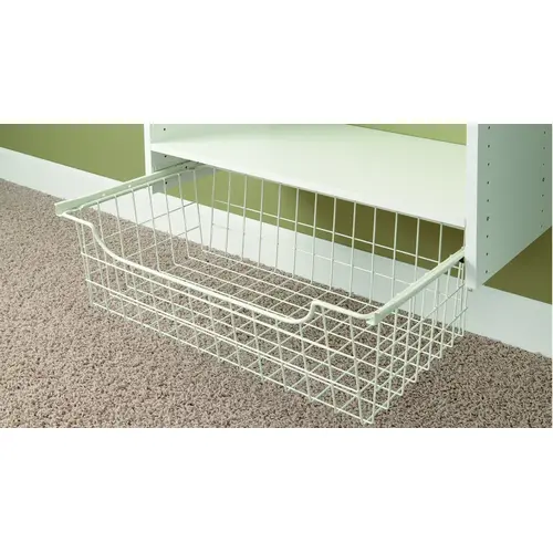 Wire Basket, 14 in OAL, 24 in OAW, Steel, Powder-Coated White
