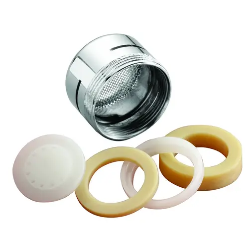 Faucet Aerator, 15/16-27 x 55/64-27 Male x Female Thread, Brass, Chrome Plated