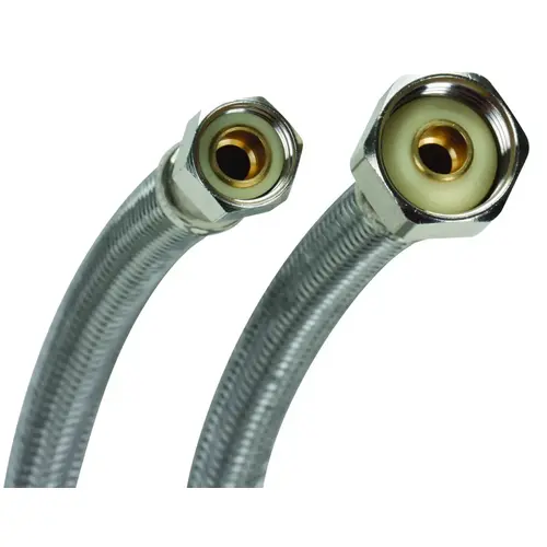 Water Supply Connector, 3/8 x 1/2 in, Compression x FIP, Polymer/Stainless Steel Water Supply Connector, 3/8 x 1/2 in, Compression x FIP, Polymer/Stainless Steel