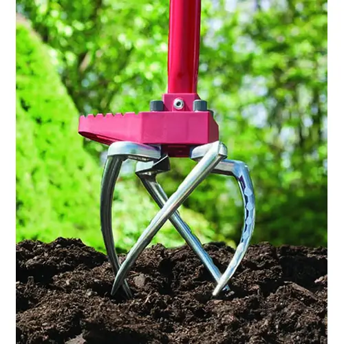 Hand Cultivator Claw Pro 4 Tine Steel 45" Steel Handle Red