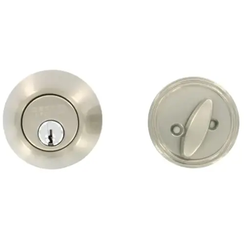 Single Cylinder Deadbolt Vis Pack Satin Nickel Finish with C Keyway, Adjustable Latch and Radius Strike Single Cylinder Deadbolt Vis Pack Satin Nickel Finish with C Keyway, Adjustable Latch and Radius Strike