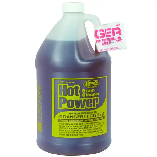 Hot Power Drain Cleaner, Liquid, Amber, Sharp, 1 gal Bottle - pack of 4 Hot Power Drain Cleaner, Liquid, Amber, Sharp, 1 gal Bottle - pack of 4