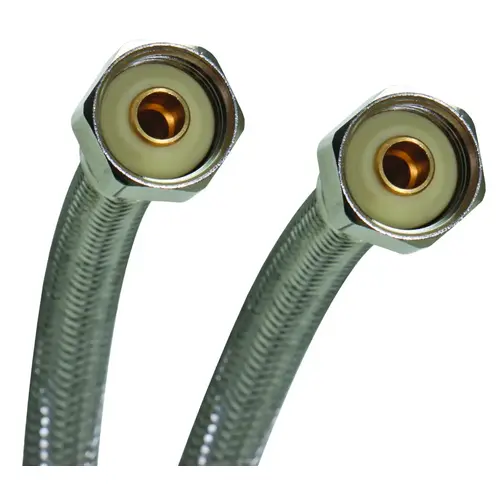 Water Supply Connector, 1/2 in, FIP, Polymer/Stainless Steel