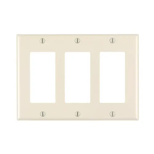 80411-T Wallplate, 4-1/2 in L, 6.37 in W, 3 -Gang, Thermoset Plastic, Light Almond, Smooth 80411-T Wallplate, 4-1/2 in L, 6.37 in W, 3 -Gang, Thermoset Plastic, Light Almond, Smooth