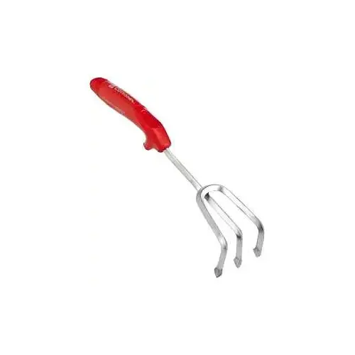 Cultivator, 3 in W, 13-1/2 in L, 6 in L Tine, 3-Tine, Polymer Handle Red Cultivator, 3 in W, 13-1/2 in L, 6 in L Tine, 3-Tine, Polymer Handle Red
