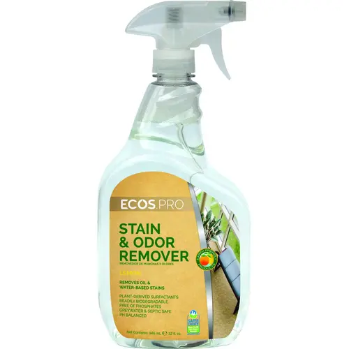 Stain and Odor Remover, 32 oz, Liquid, Lemon, Water White Stain and Odor Remover, 32 oz, Liquid, Lemon, Water White