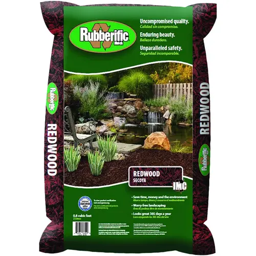 Rubber Mulch, Shredded, Red, 0.8 cu-ft Bag - pack of 80