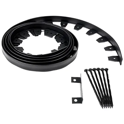 No Dig Edging Kit, Heavy-Duty, Reinforced Nylon, 20 Ft. Black