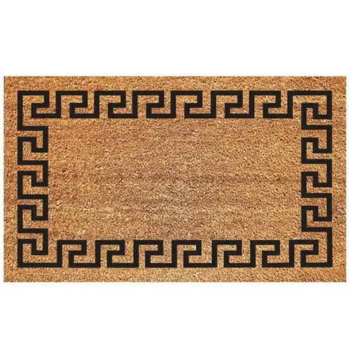Non-Slip Door Mat, 18 in L, 30 in W, Rectangular, Greek Key Pattern, Black/Tan Non-Slip Door Mat, 18 in L, 30 in W, Rectangular, Greek Key Pattern, Black/Tan