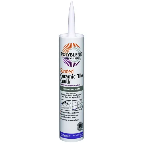 Polyblend Ceramic Tile Caulk, Natural Gray, 10.5 oz Cartridge