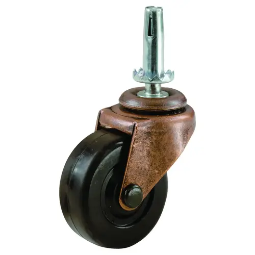 Swivel Caster, 1-5/8 in Dia Wheel, Rubber Wheel, Black, 70 lb Pair Swivel Caster, 1-5/8 in Dia Wheel, Rubber Wheel, Black, 70 lb Pair