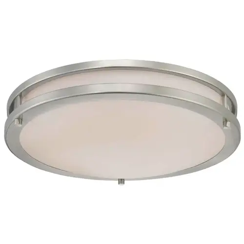 00 Flush Mount Ceiling Fixture, 120 V, 23 W, LED Lamp, 1610 Lumens, 3000 K Color Temp, Steel Fixture Brushed Nickel 00 Flush Mount Ceiling Fixture, 120 V, 23 W, LED Lamp, 1610 Lumens, 3000 K Color Temp, Steel Fixture Brushed Nickel