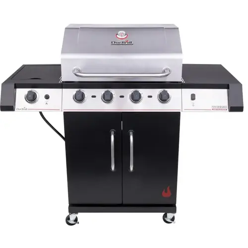 Gas Grill, Liquid Propane, 2 ft 1/2 in W Cooking Surface, 1 ft 5-3/32 in D Cooking Surface Black/Silver Gas Grill, Liquid Propane, 2 ft 1/2 in W Cooking Surface, 1 ft 5-3/32 in D Cooking Surface Black/Silver