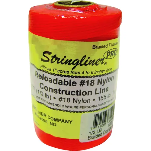 Pro Series Construction Line, #18 Dia, 500 ft L, 165 lb Working Load, Nylon, Fluorescent Orange Pro Series Construction Line, #18 Dia, 500 ft L, 165 lb Working Load, Nylon, Fluorescent Orange