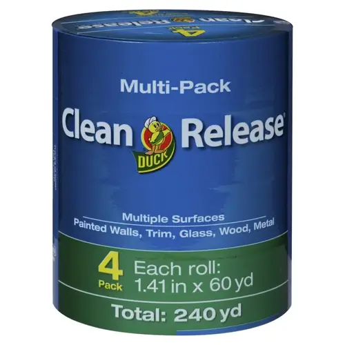 Clean Release Painter's Tape, 60 yd L, 1.41 in W, Blue - pack of 4