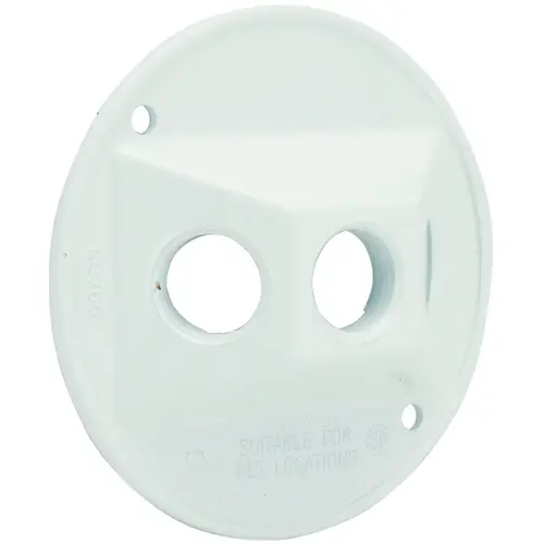 Electrical Box Cover, 4-1/8 in Dia, 1.094 in L, Round, Aluminum, White, Powder-Coated Electrical Box Cover, 4-1/8 in Dia, 1.094 in L, Round, Aluminum, White, Powder-Coated