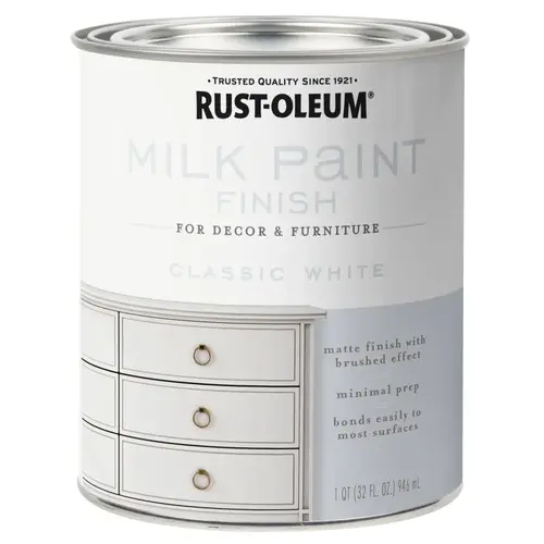 Milk Paint Finish, Matte, Classic White, 1 qt, Can Milk Paint Finish, Matte, Classic White, 1 qt, Can
