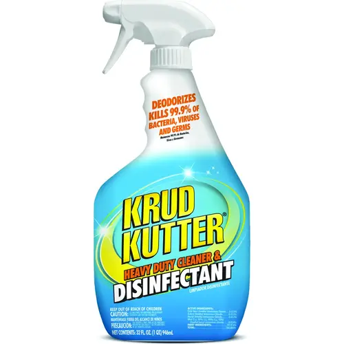 Cleaner and Disinfectant, 32 oz, Liquid, Mild, Clear