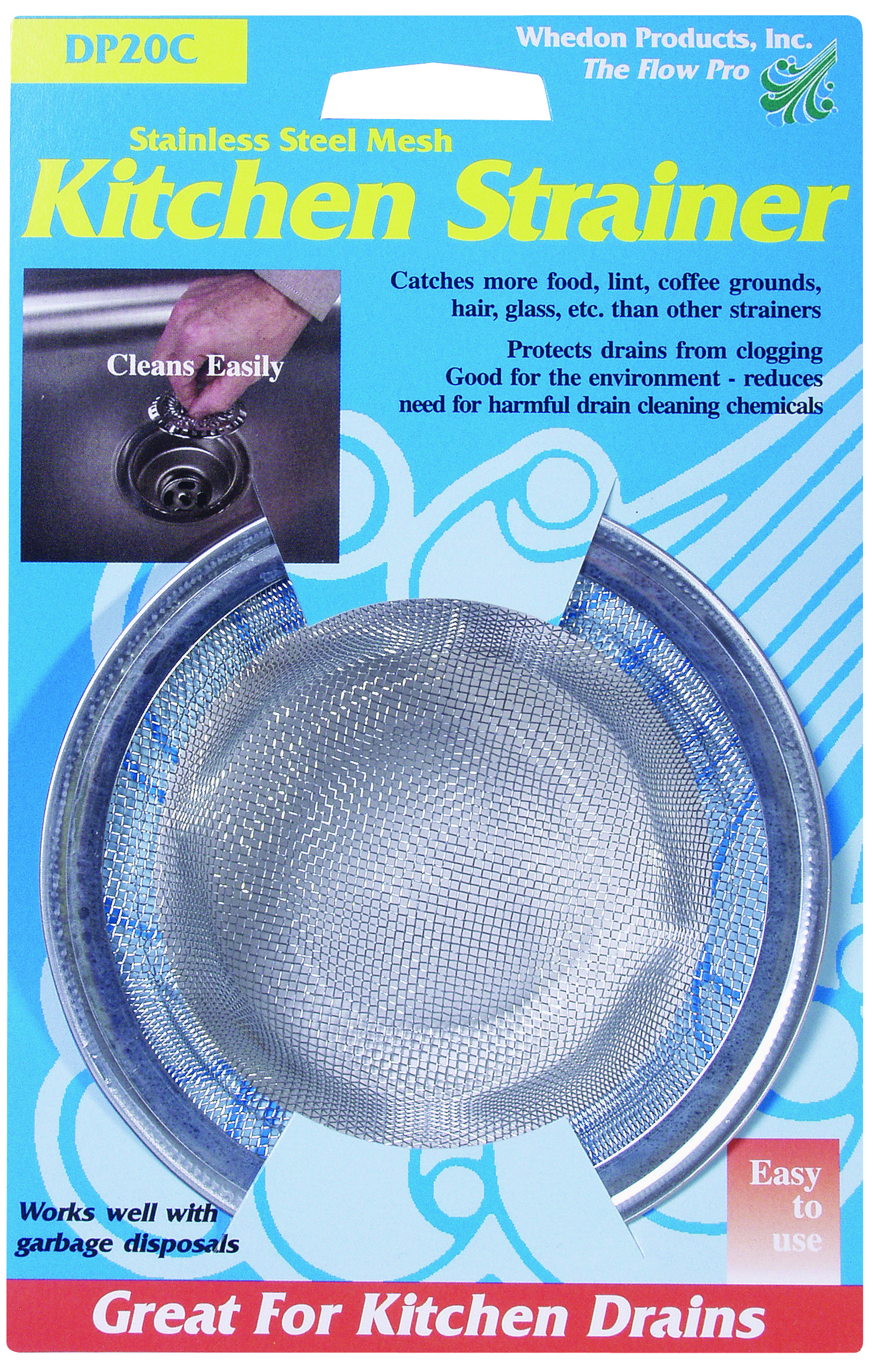 Whedon DP20C Kitchen Sink Mesh Strainer, 4-1/2" Diameter, Stainless Steel, Chrome