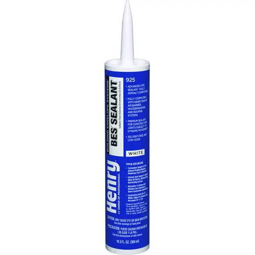 925 Series BES Sealant, White, Liquid, 10.3 oz Cartridge