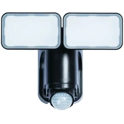 Motion Activated Security Light, 2-Lamp, LED Lamp, 600 Lumens Lumens, Plastic Fixture Black Motion Activated Security Light, 2-Lamp, LED Lamp, 600 Lumens Lumens, Plastic Fixture Black