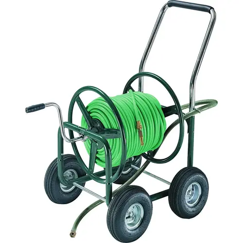 Hose Wagon, 5/8 in Hose, 400 ft of 5/8 in Hose, Cushion Grip Handle, Steel Gray Hose Wagon, 5/8 in Hose, 400 ft of 5/8 in Hose, Cushion Grip Handle, Steel Gray
