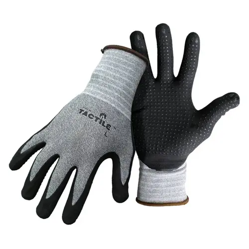 TACTILE Gloves, L, Knit Wrist Cuff, Nitrile Glove Black/Gray TACTILE Gloves, L, Knit Wrist Cuff, Nitrile Glove Black/Gray
