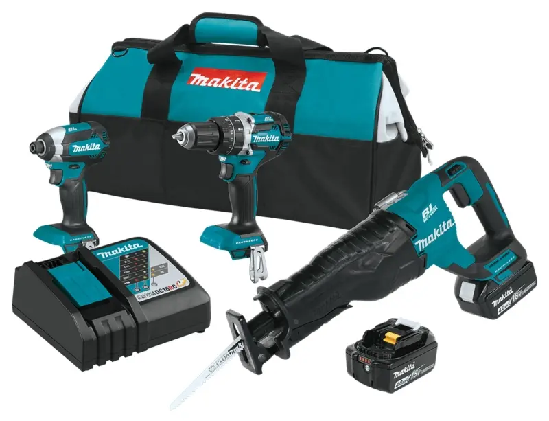 Makita Brushless Combination Kit Battery Included 18 V 3-Tool Lithium-Ion Battery Black/Teal XT328M