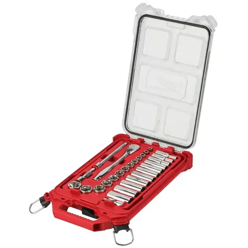 SAE Ratchet and Socket Set, Alloy Steel, Chrome, Specifications: 3/8 in Drive SAE Ratchet and Socket Set, Alloy Steel, Chrome, Specifications: 3/8 in Drive