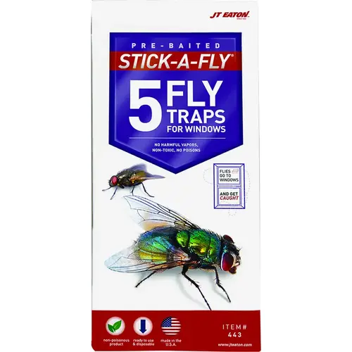 Stick-A-Fly Fly Trap, Solid, Petrol, 5 Pack - pack of 120