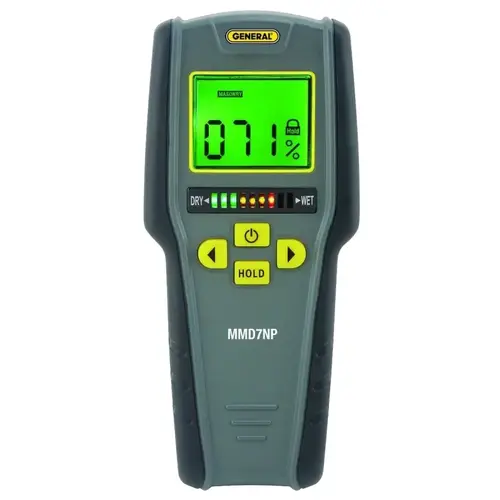 Moisture Meter, 0 to 53% Softwood, 0 to 35% Hardwood, +/-4 % Accuracy, LCD Display Moisture Meter, 0 to 53% Softwood, 0 to 35% Hardwood, +/-4 % Accuracy, LCD Display
