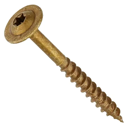Cabinet Screw, #8 Thread, 1-3/4 in L, Coarse Thread, Low-Profile, Washer Head, Star Drive, Steel Yellow Zinc - pack of 100