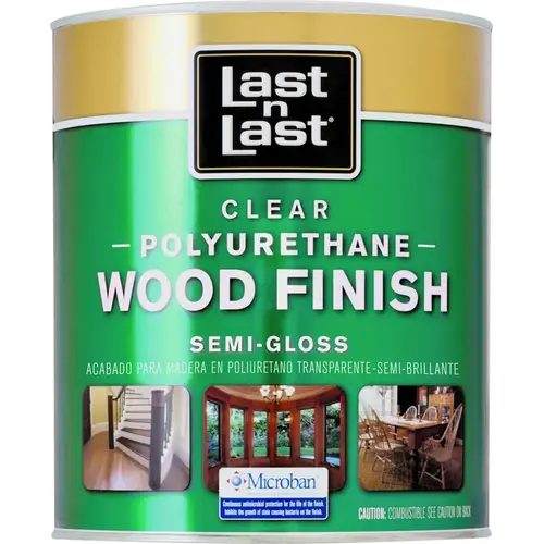 Polyurethane Wood Finish, Semi-Gloss, Liquid, Clear, 1 qt, Can